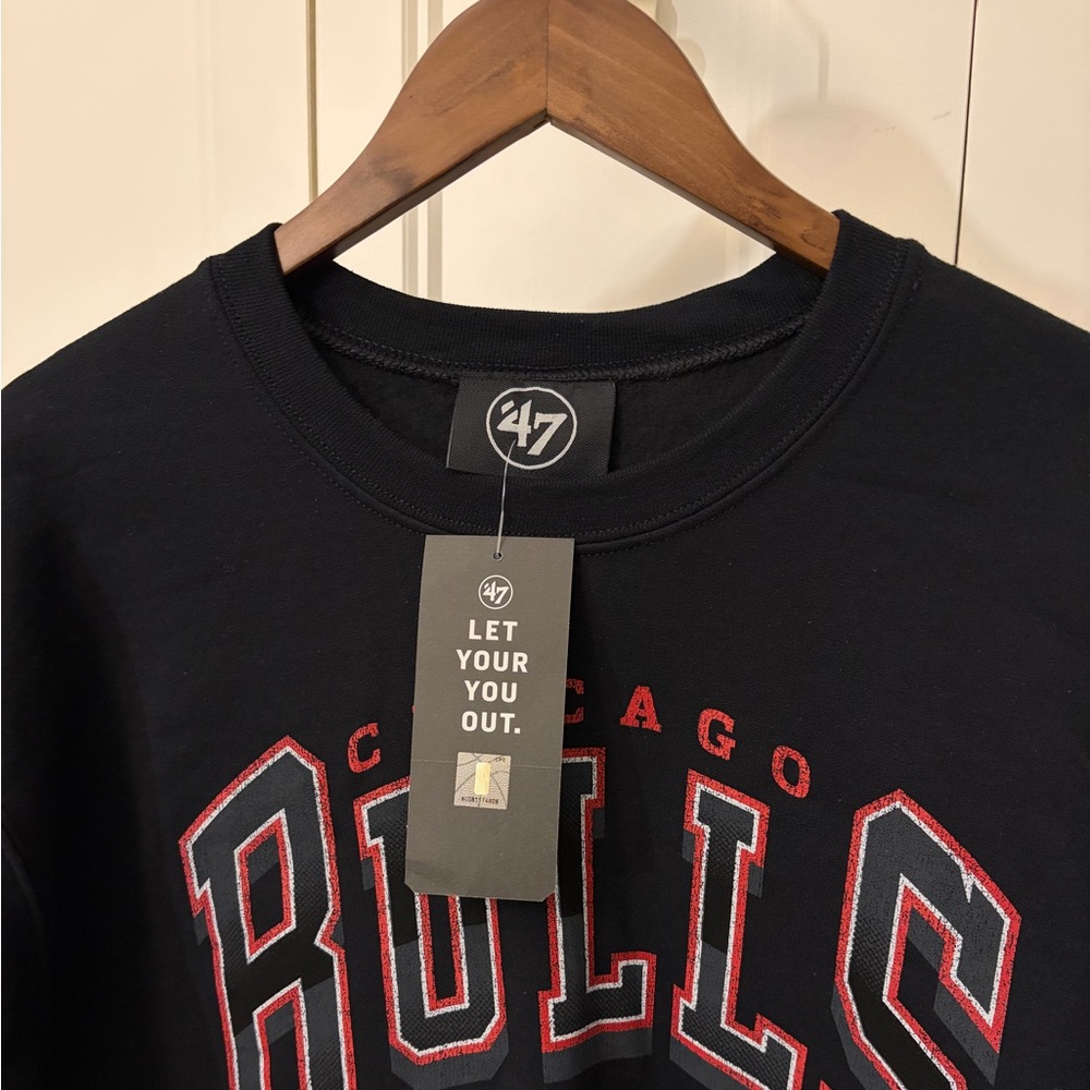 47 Chicago Bulls Black Crewneck Sweatshirt with Red & White Lettering